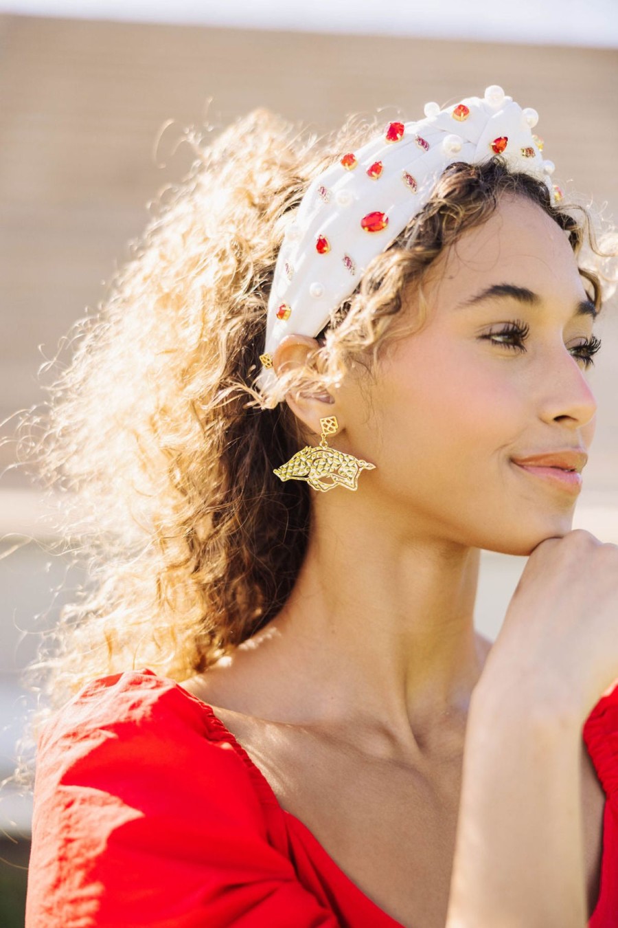 Accessories Brianna Cannon | White University Of Arkansas Logo Headband