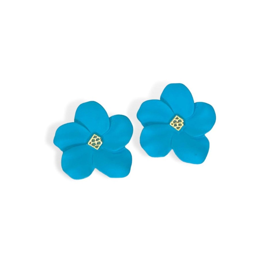 Rainbow Brianna Cannon | Blue Flower Stud With Logo