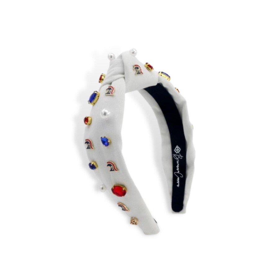 Accessories Brianna Cannon | Child Size White Tca Logo Headband With Pearls And Crystals