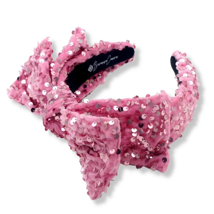 Pink Brianna Cannon | Adult Size Pink Sequin Side Bow Headband