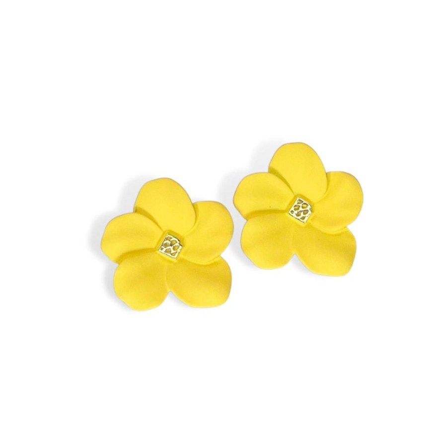 Rainbow Brianna Cannon | Yellow Flower Stud With Logo