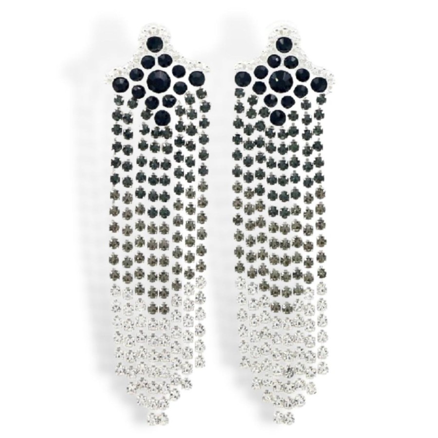 Accessories Brianna Cannon | Black Ombre Crystal Cascade Earrings