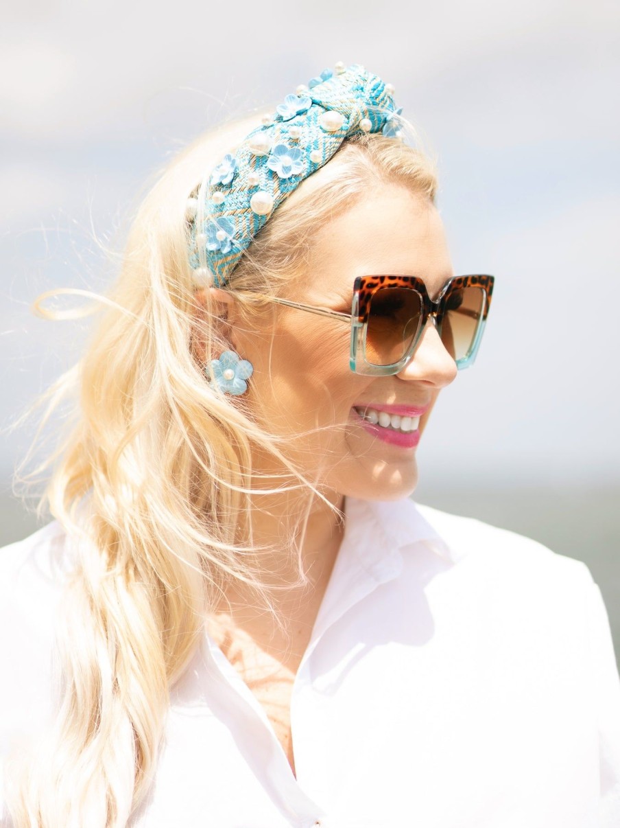 Accessories Brianna Cannon | Retro Blue And Leopard Square Frame Bc Sunglasses