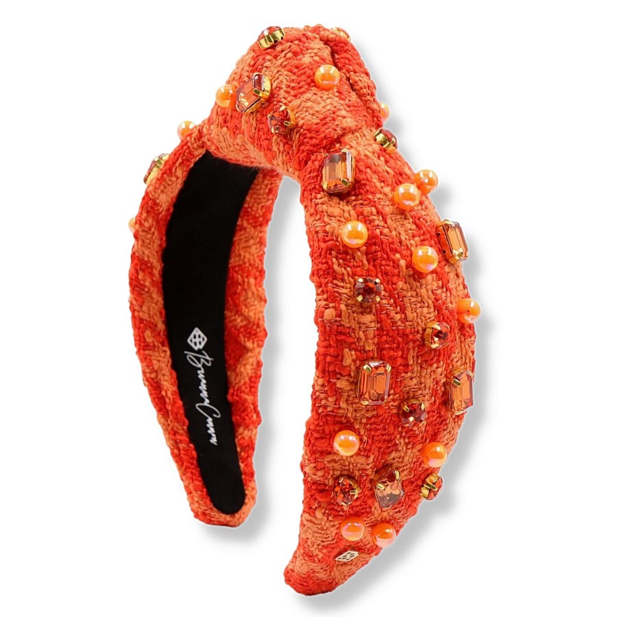 Halloween Brianna Cannon | Orange Knit Headband With Crystals & Pearls