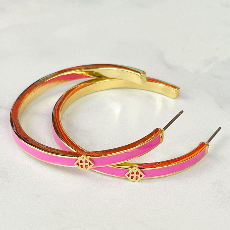 Rainbow Brianna Cannon | Pink Enamel Logo Hoops