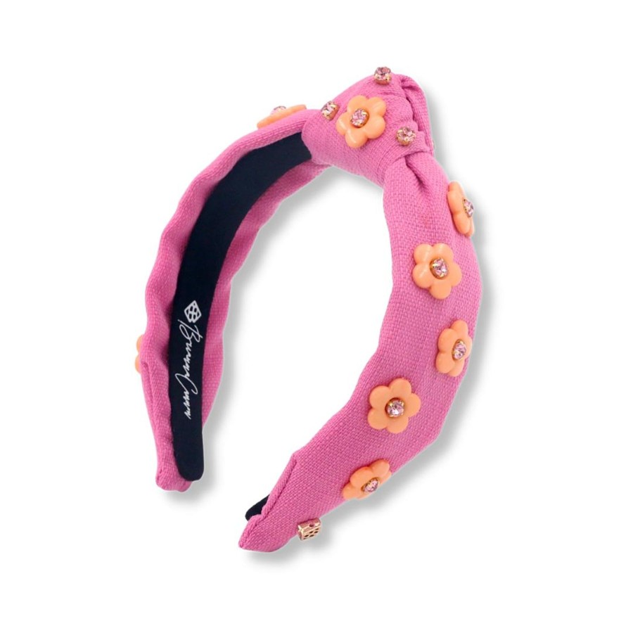 Accessories Brianna Cannon | Child Size Bubble Gum Pink Headband With Orange Flowers