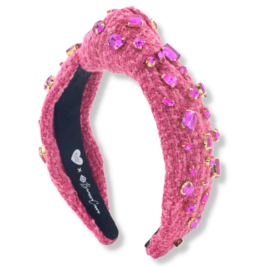 Accessories Brianna Cannon | Buddylove X Brianna Cannon - Pink Tweed Headband With Pink Crystals