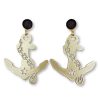 Accessories Brianna Cannon | Vanderbilt Gold Tone Anchor Earrings With Black Druzy