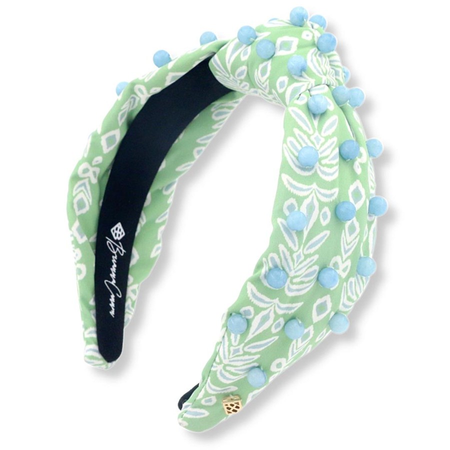 Accessories Brianna Cannon | Spa Green And Blue Palm Headband With Beads