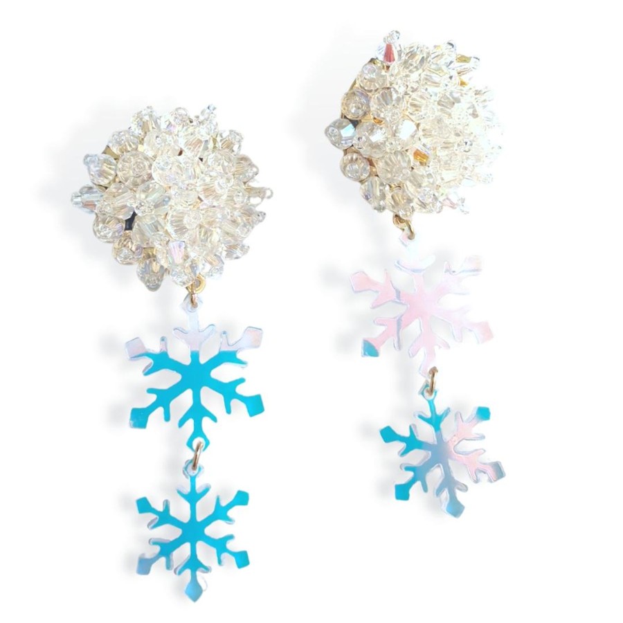 Accessories Brianna Cannon | Iridescent Snowflake Earrings