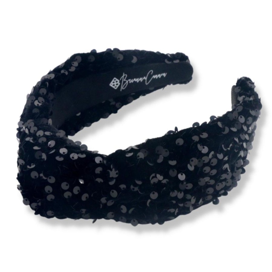 Accessories Brianna Cannon | Black Sequin Knotted Headband