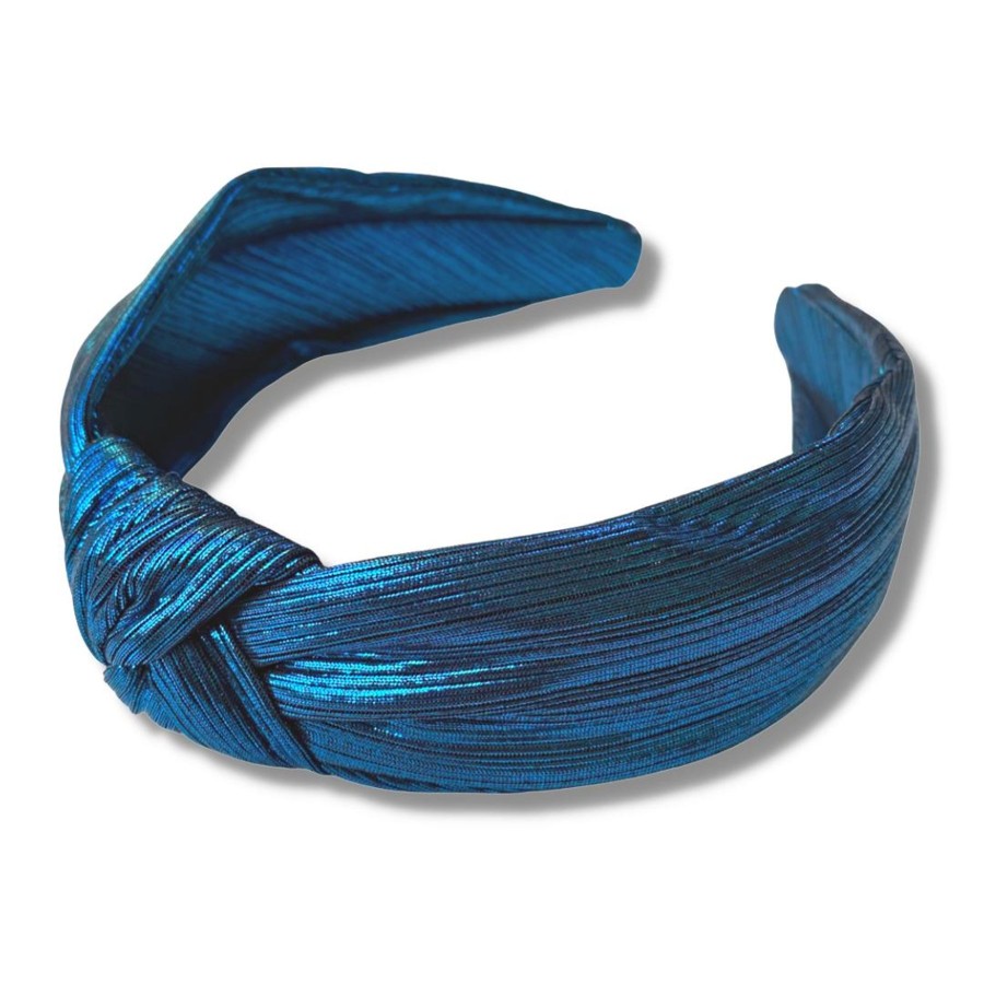 Accessories Brianna Cannon | Blue Metallic Knotted Headband