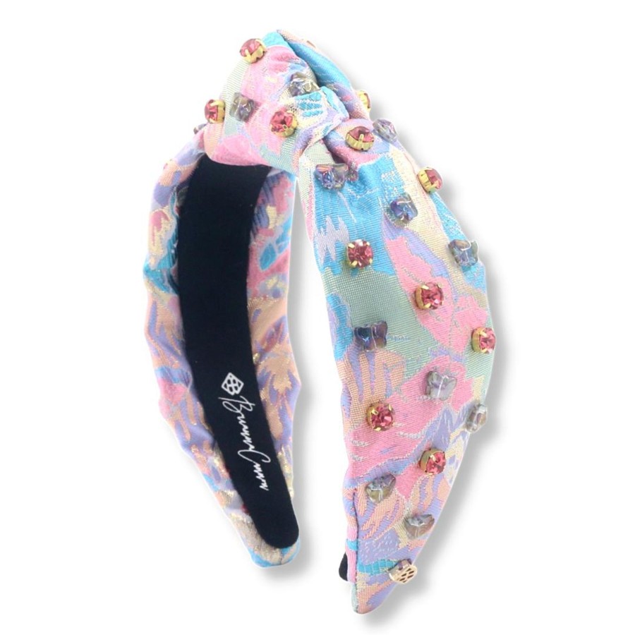 Accessories Brianna Cannon | Adult Size Pink & Blue Butterfly Brocade Headband