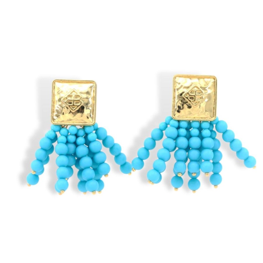 Accessories Brianna Cannon | Square Bc Icon Turquoise Blue Beaded Earrings