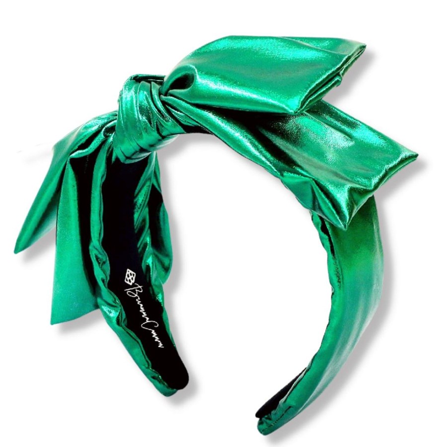 Accessories Brianna Cannon | Green Metallic Side Bow Headband