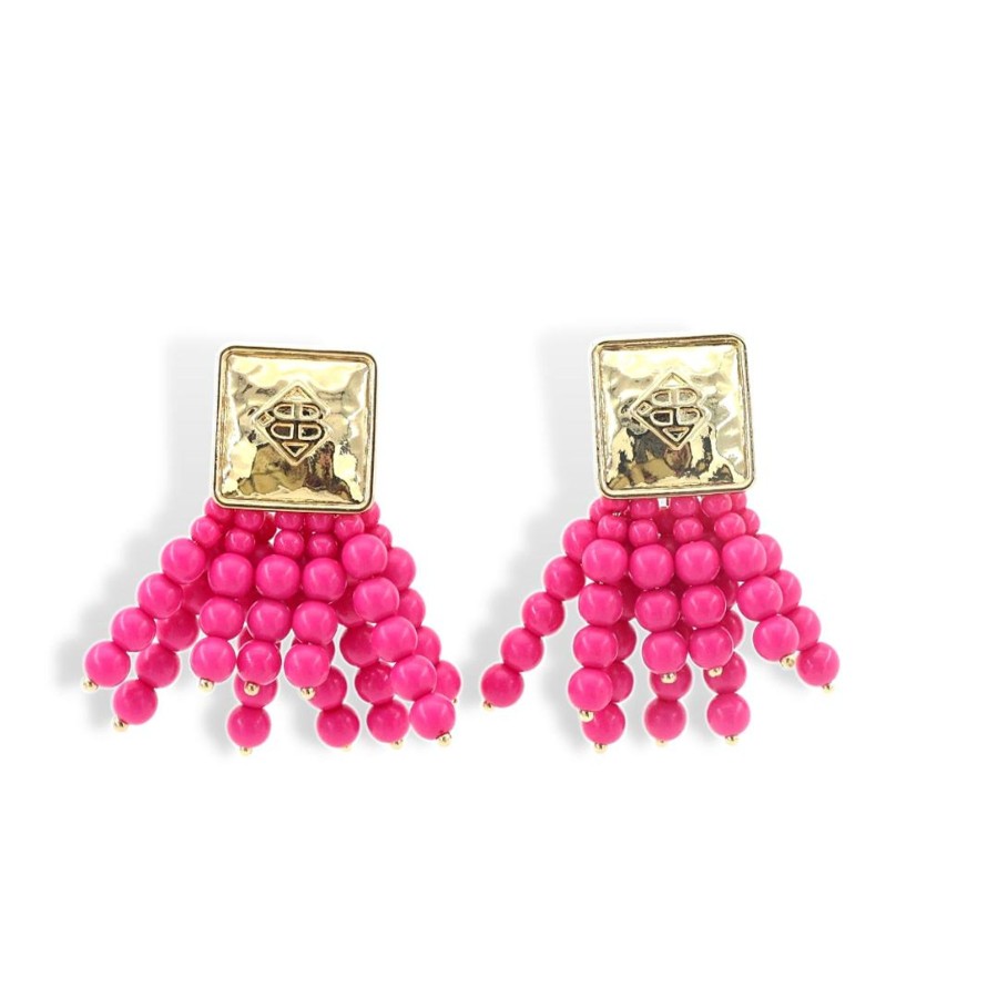 Accessories Brianna Cannon | Square Bc Icon Pink Beaded Earrings