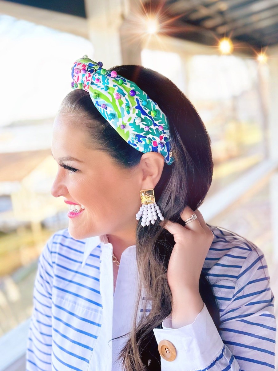 Accessories Brianna Cannon | Bright Watercolor Headband With Multicolor Beads