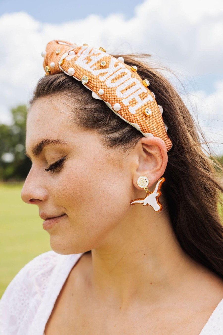 Accessories Brianna Cannon | Adult Size Hook'Em Horns Cross Stitch Headband