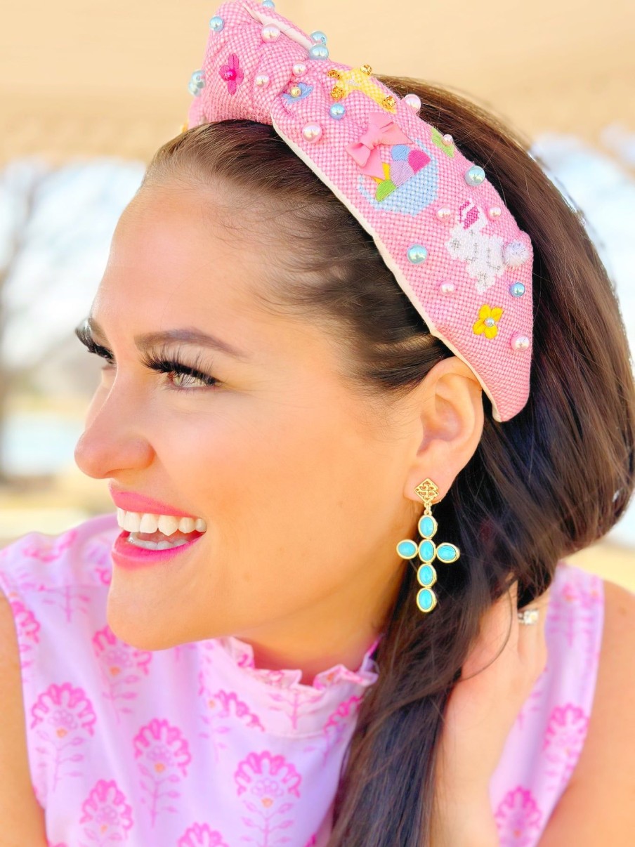 Accessories Brianna Cannon | Turquoise Cabochon Cross Earrings