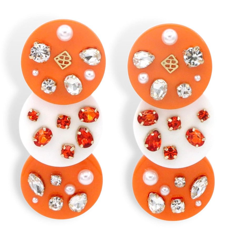 Accessories Brianna Cannon | Orange And White Triple Dot Earrings