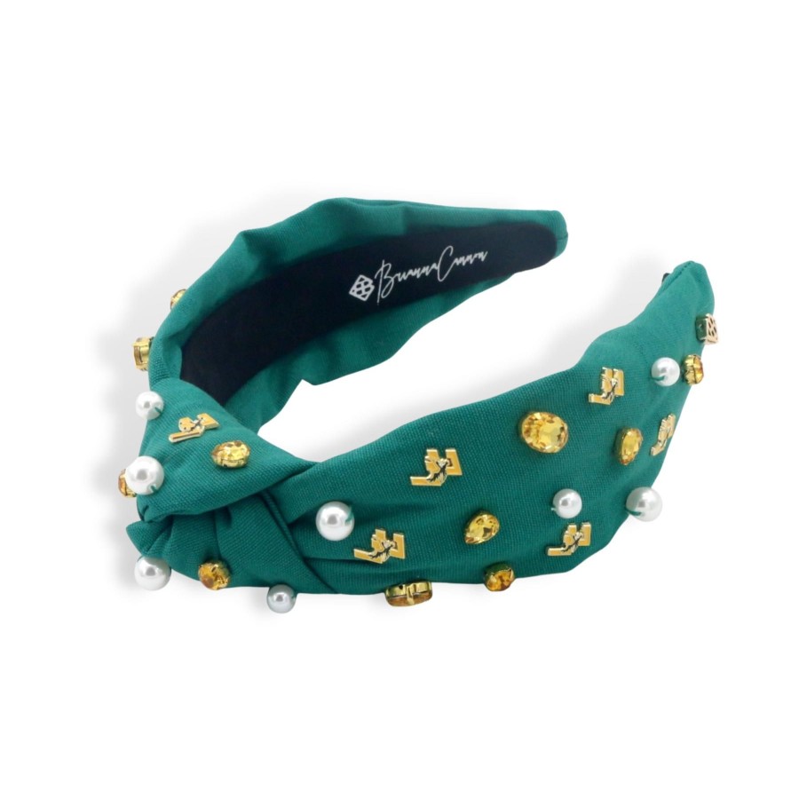 Accessories Brianna Cannon | Adult Size Green Lca Logo Headband With Pearls And Crystals