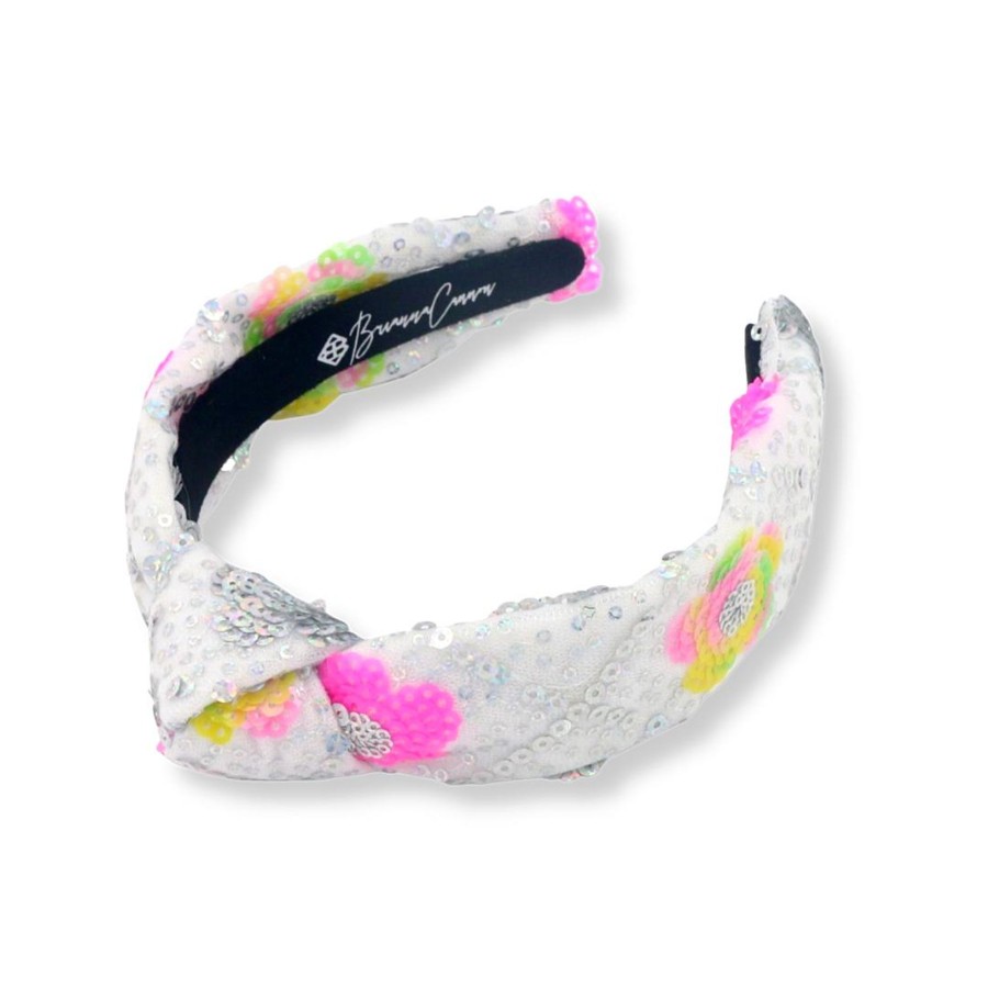 Accessories Brianna Cannon | Child Size Sequin Headband With Bright Flowers