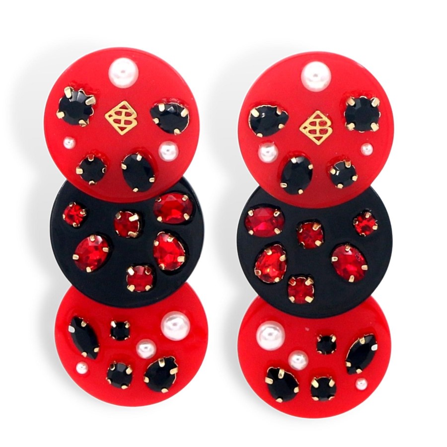 Accessories Brianna Cannon | Red And Black Triple Dot Earrings