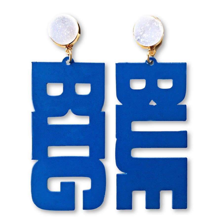 Accessories Brianna Cannon | Kentucky Blue "Big Blue" Earrings With White Druzy