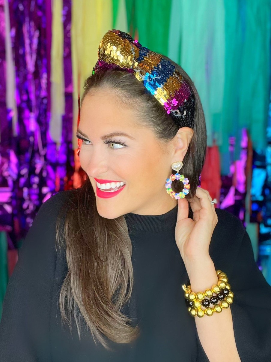 Rainbow Brianna Cannon | Multi Color Rainbow Sequin Knotted Headband