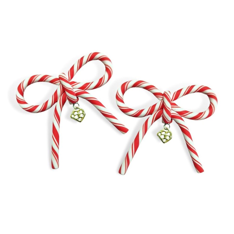 Accessories Brianna Cannon | Candy Cane Bow Earrings