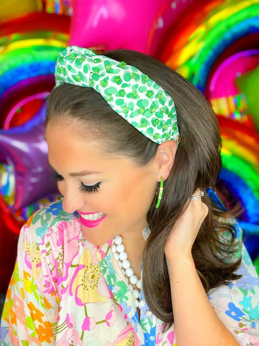 Rainbow Brianna Cannon | Green Spotted Headband With Glass Stars