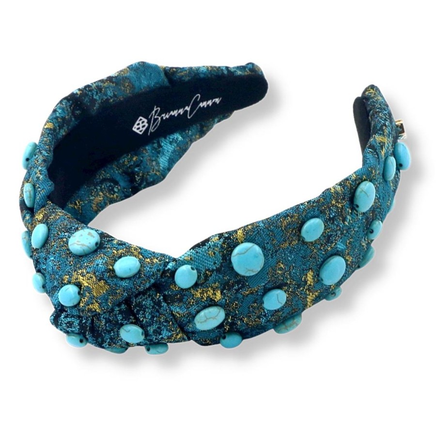 Accessories Brianna Cannon | Turquoise & Gold Headband With Turquoise Stones