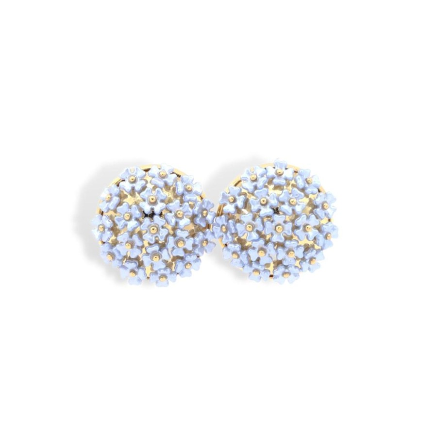 Accessories Brianna Cannon | Bouquet Button Stud In Antique Blue