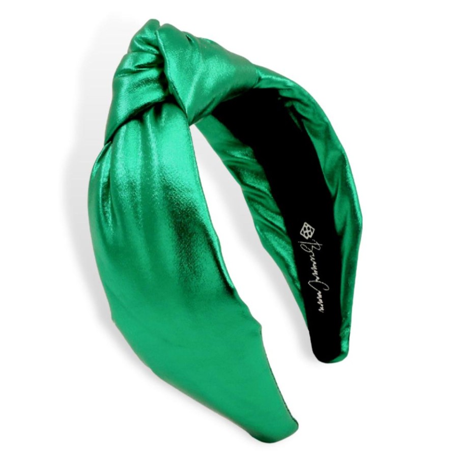 Accessories Brianna Cannon | Green Puff Metallic Knotted Headband