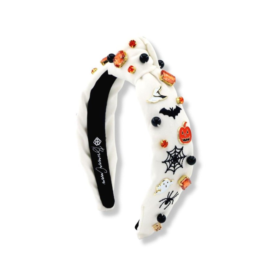 Halloween Brianna Cannon | Child Size White Headband With Halloween Embroidery, Charms & Crystals