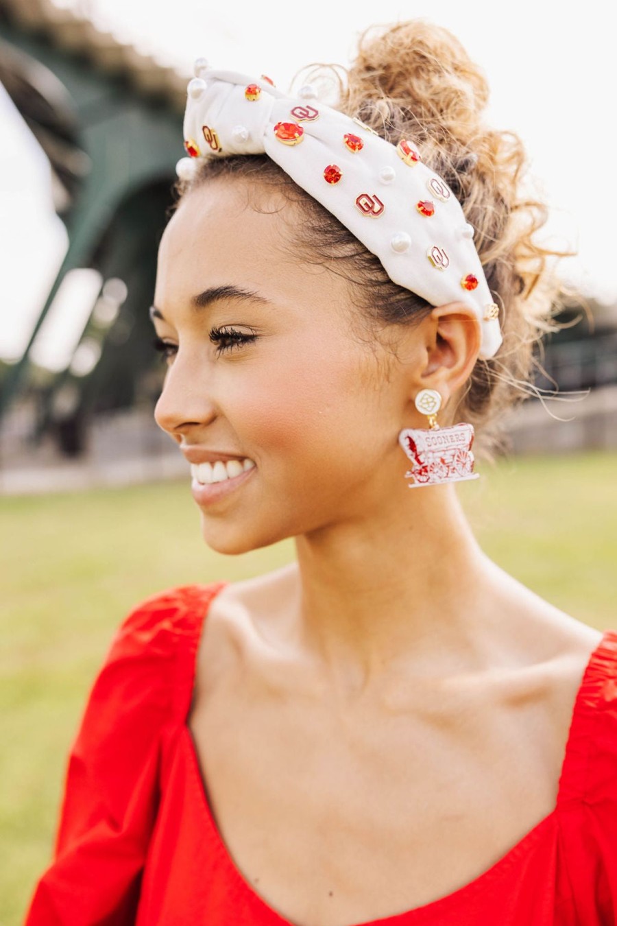 Accessories Brianna Cannon | White University Of Oklahoma Logo Headband