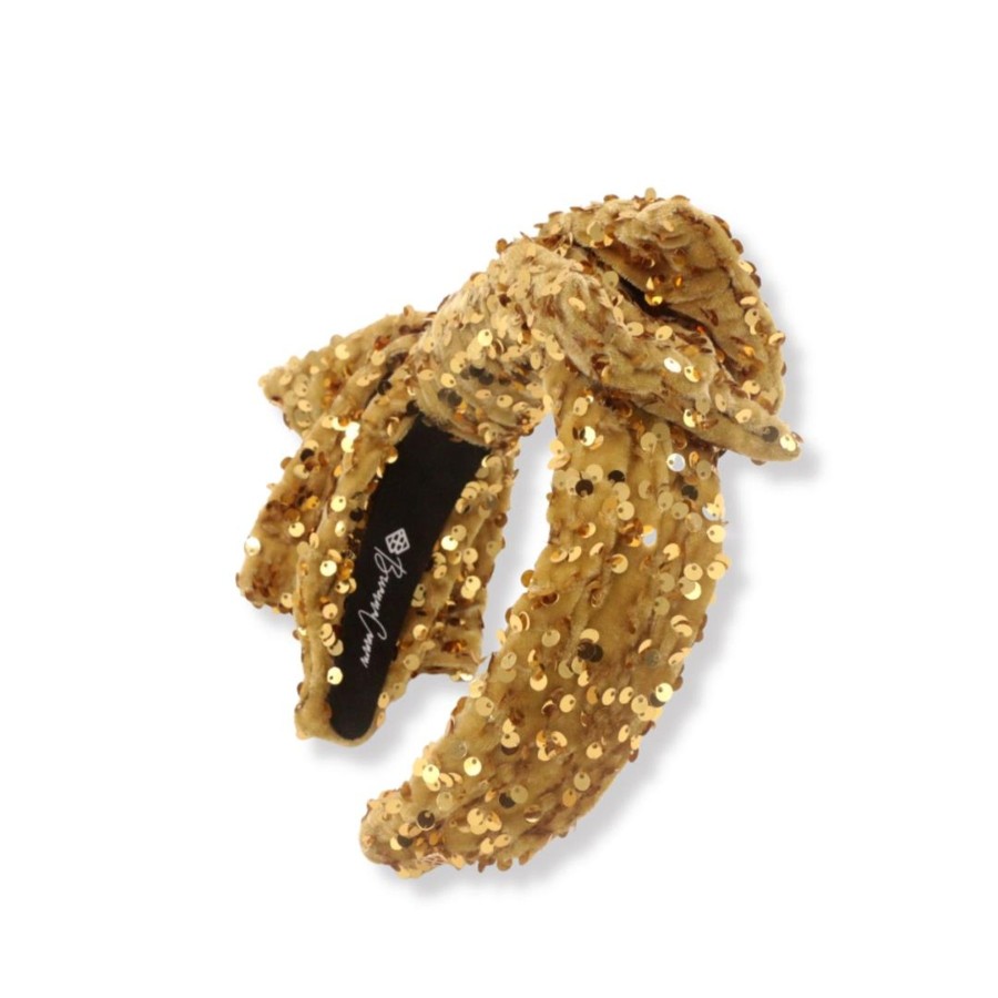 Accessories Brianna Cannon | Child Size Gold Sequin Side Bow Headband