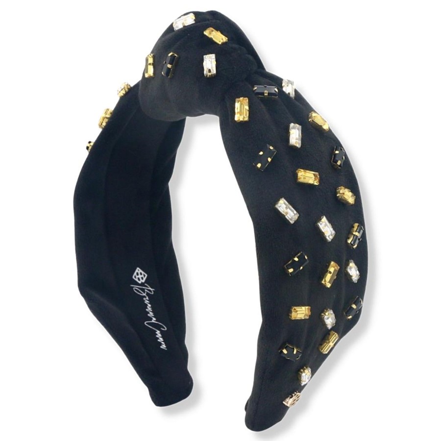 Accessories Brianna Cannon | Black Velvet Headband With Confetti Crystals