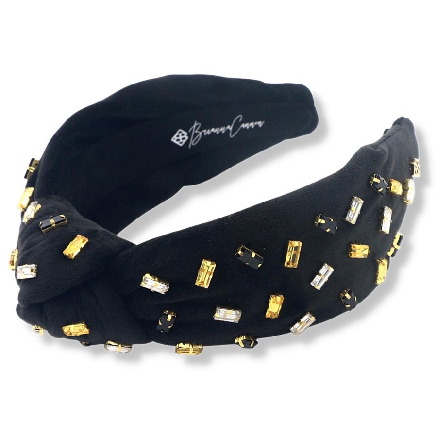 Accessories Brianna Cannon | Black Velvet Headband With Confetti Crystals