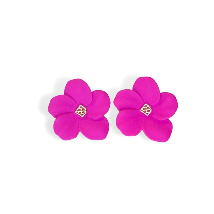 Accessories Brianna Cannon | Pink Flower Stud With Logo