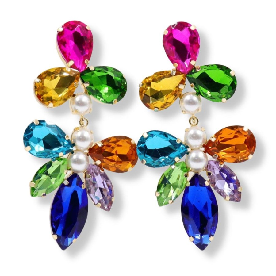 Accessories Brianna Cannon | Multi-Colored Jeweled Statement Earrings