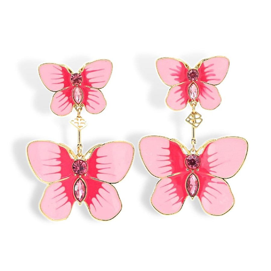 Accessories Brianna Cannon | Hand Painted Butterfly Earrings In Pink