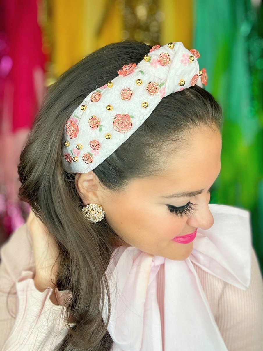 Accessories Brianna Cannon | Rose Garden Headband With Gold Beads