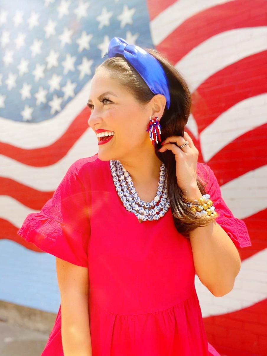 Patriotic Brianna Cannon | Blue Puff Metallic Knotted Headband