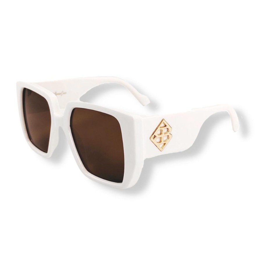 Accessories Brianna Cannon | Pure White Bc Square Sunglasses With Polarized Lenses