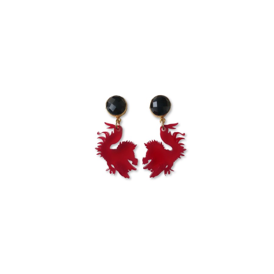 Accessories Brianna Cannon | Mini South Carolina Garnet Acrylic Gamecock Earrings