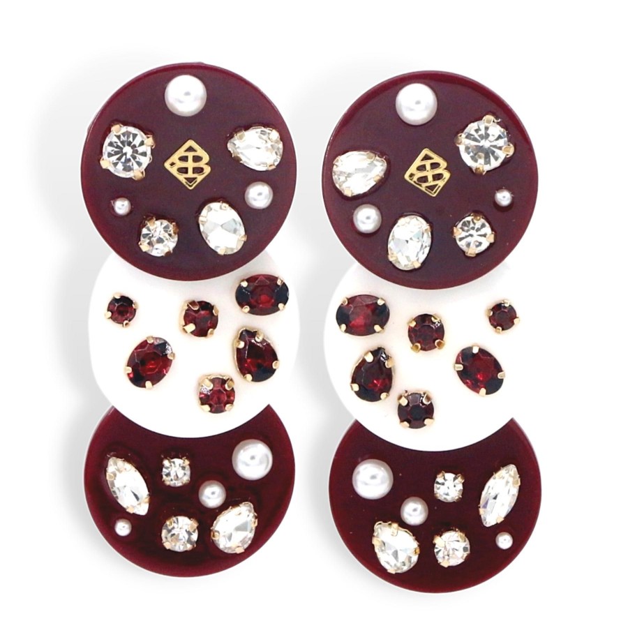 Accessories Brianna Cannon | Maroon And White Triple Dot Earrings