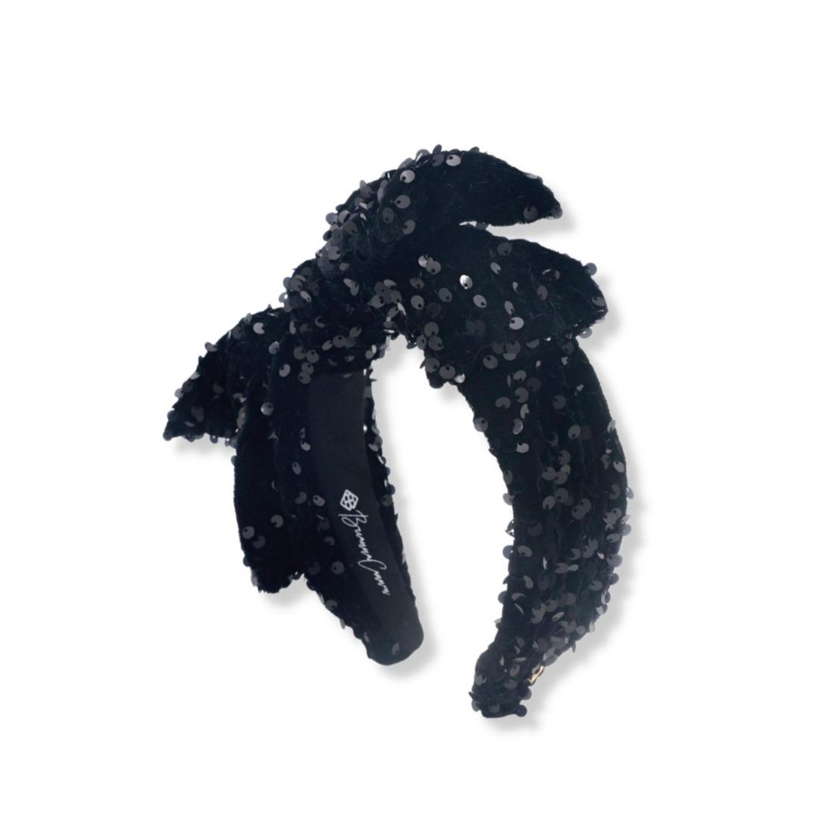 Accessories Brianna Cannon | Child Size Black Sequin Side Bow Headband