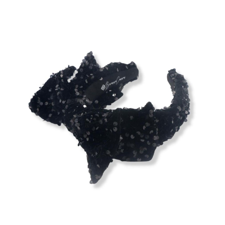 Accessories Brianna Cannon | Child Size Black Sequin Side Bow Headband