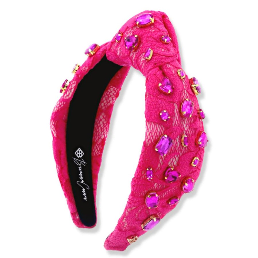 Accessories Brianna Cannon | Hot Pink Lace Headband With Crystals